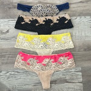 Victorias Secret Tanga & Low Rise Thong Styles Bundle of 4 Size Large